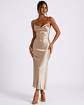 Serving Looks Satin Slip Midi Dress