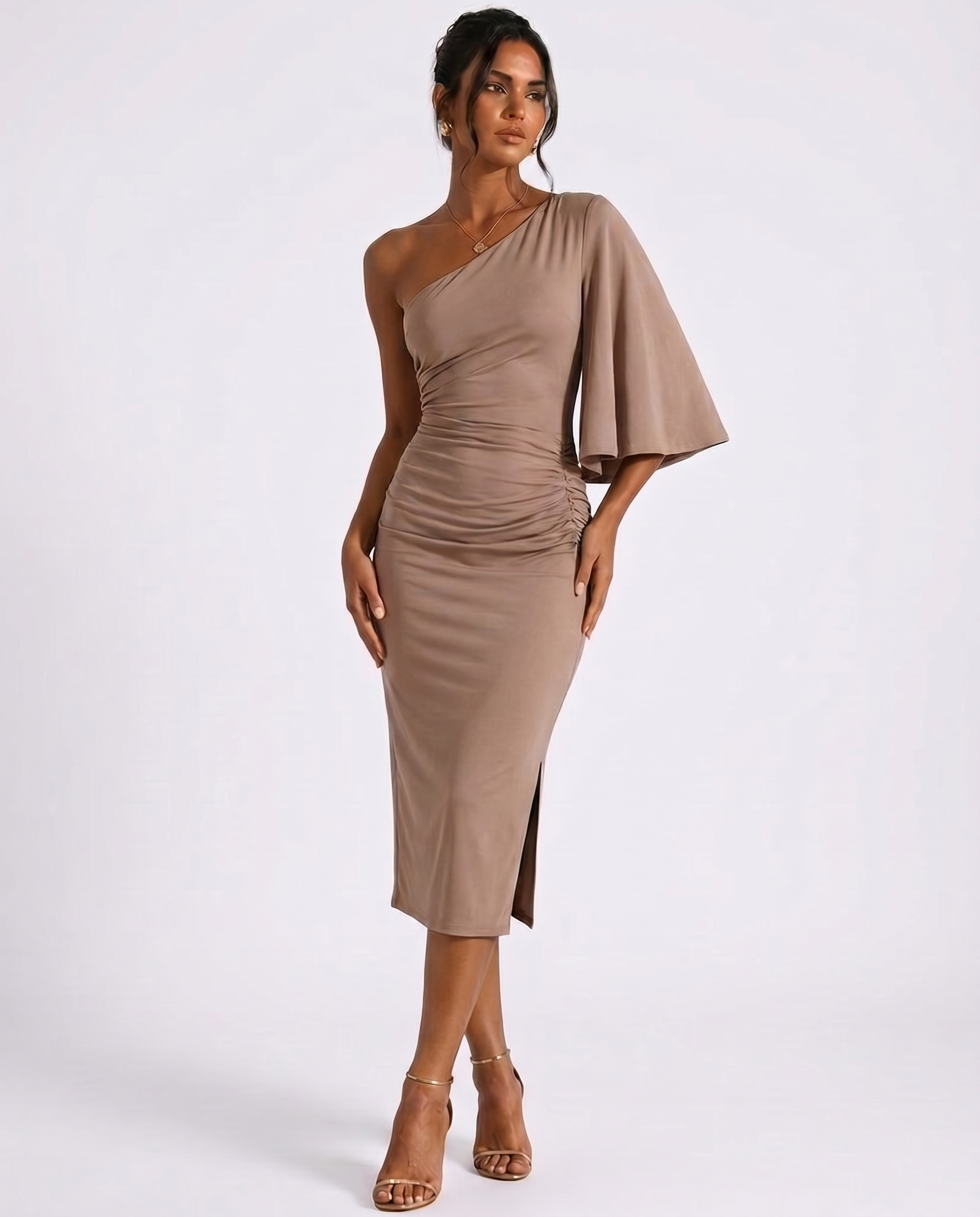 Make It Happen One-Shoulder Midi Dress