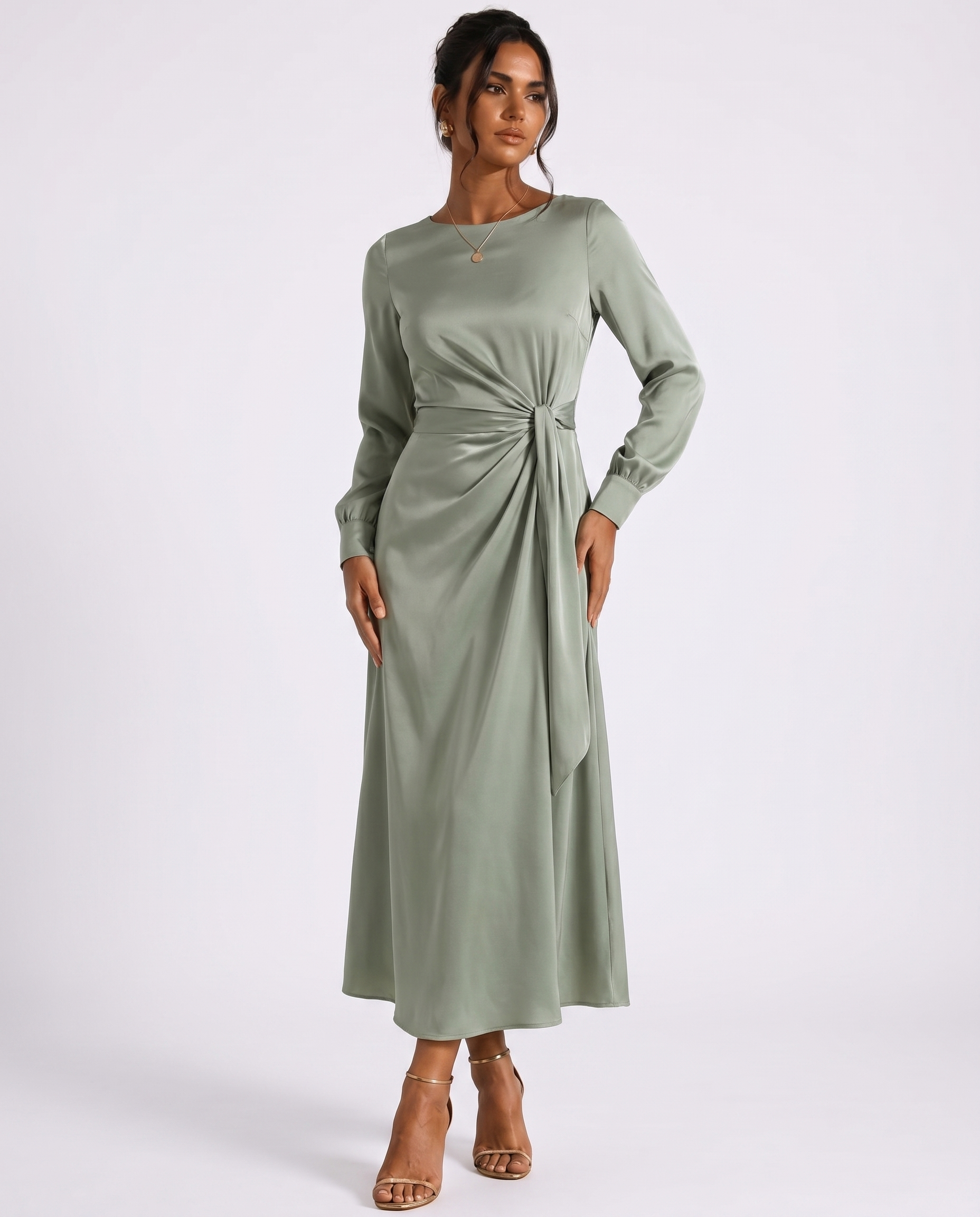 Romance Story Long Sleeve Twist Midi Dress