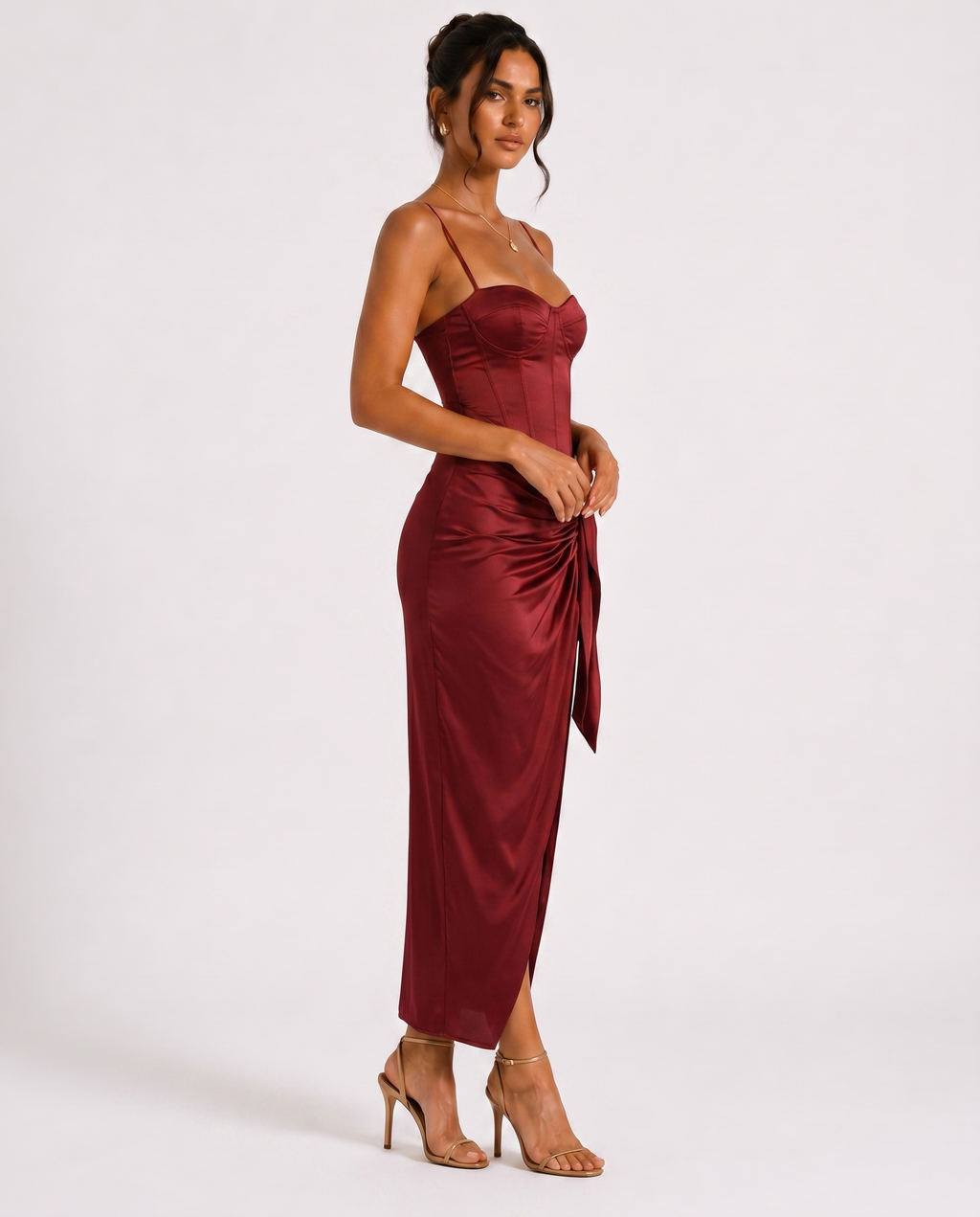 She Runs It Corset Midi Dress with Slit