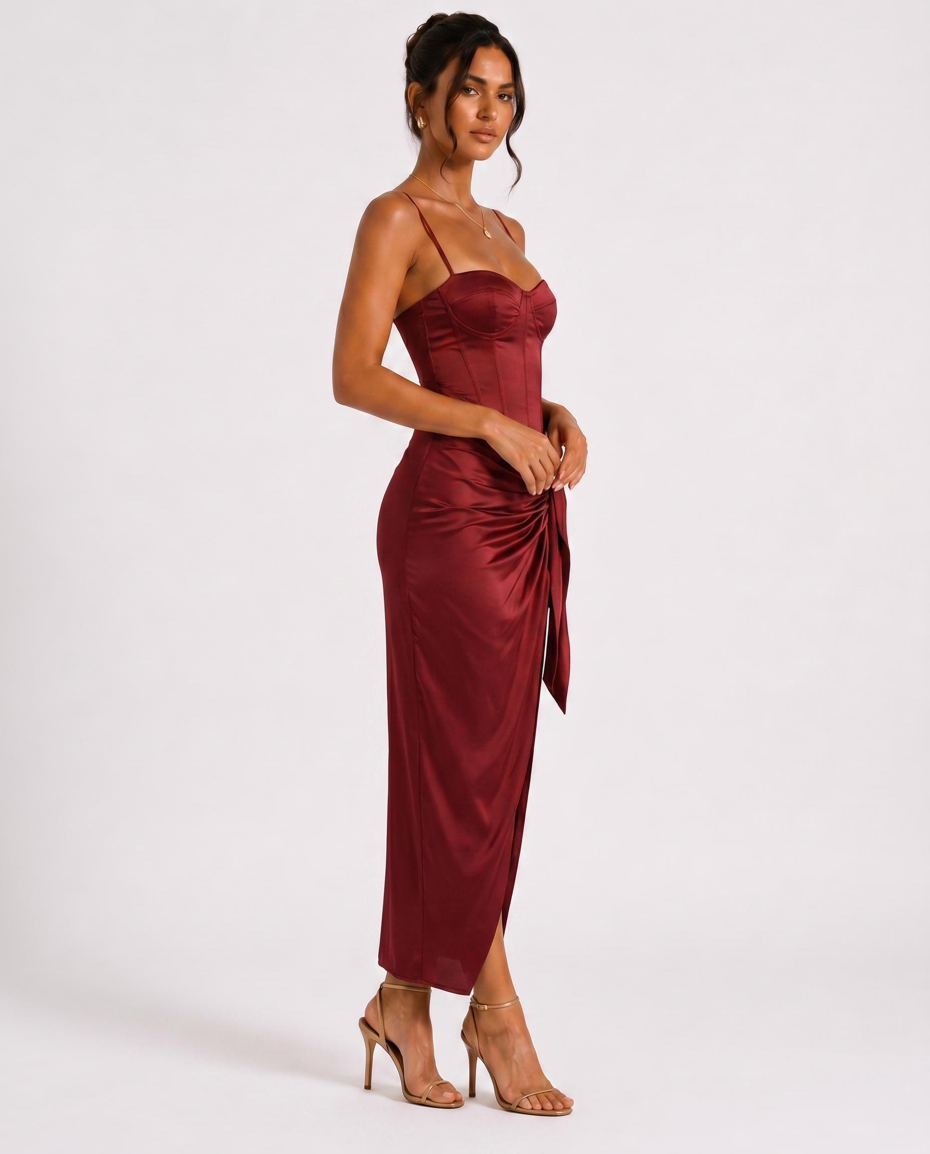She Runs It Corset Midi Dress with Slit