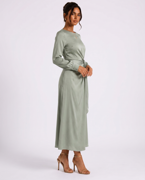 Romance Story Long Sleeve Twist Midi Dress