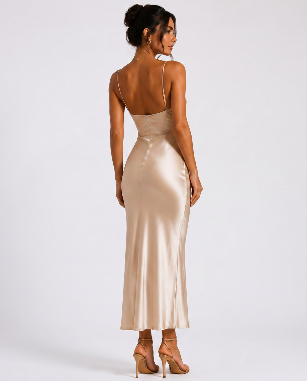 Serving Looks Satin Slip Midi Dress