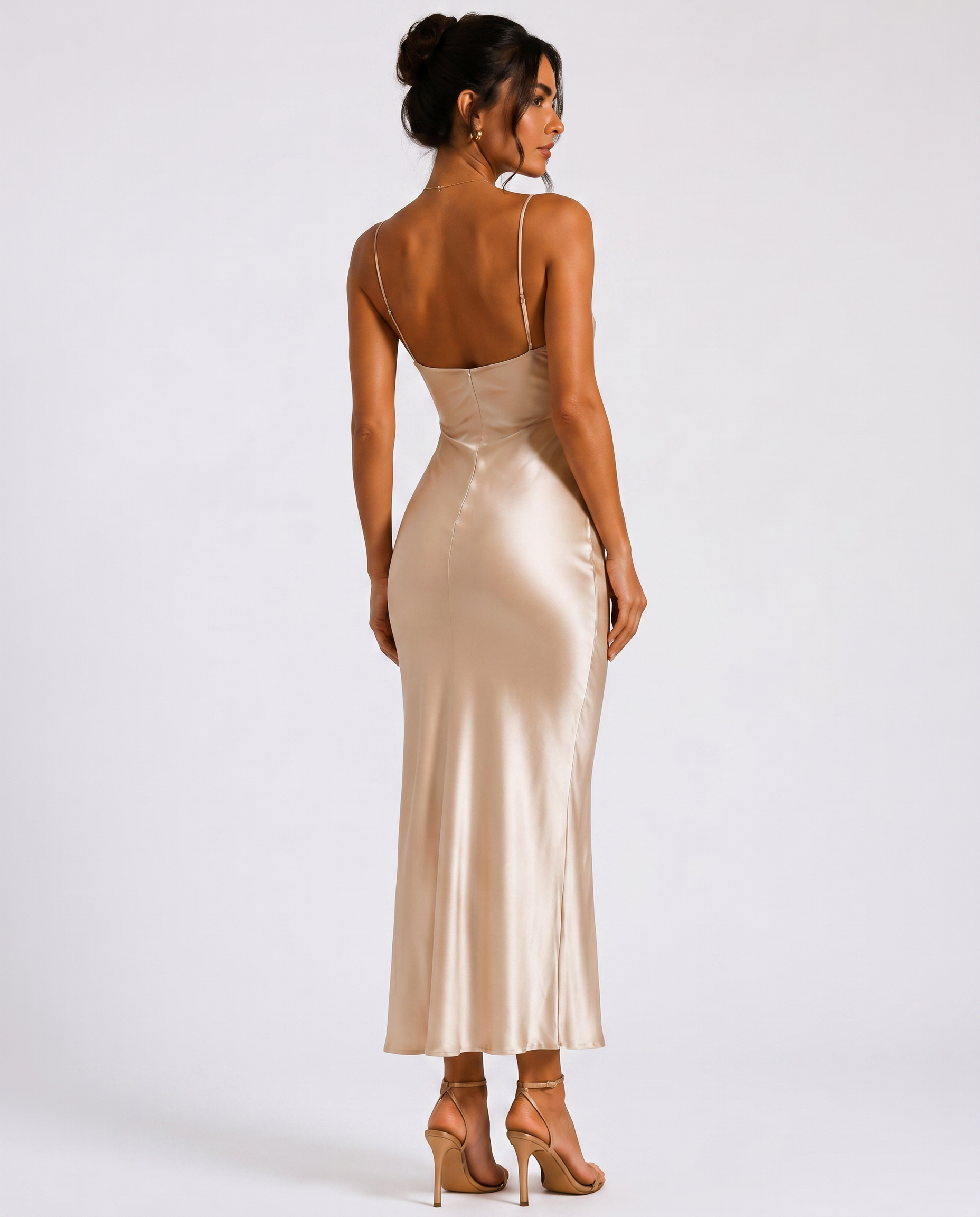 Serving Looks Satin Slip Midi Dress