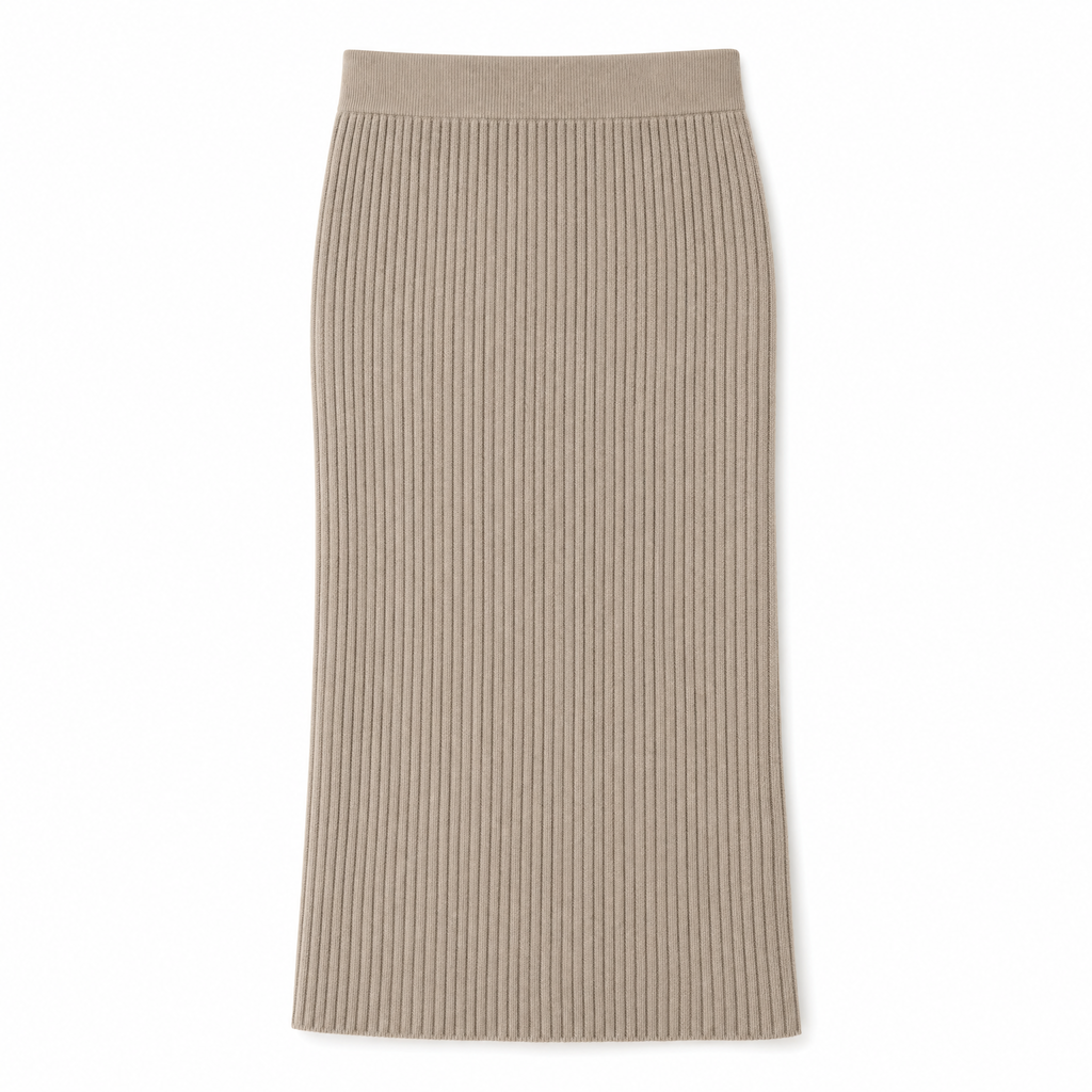 Women's Ribbed Knit Midi Skirt